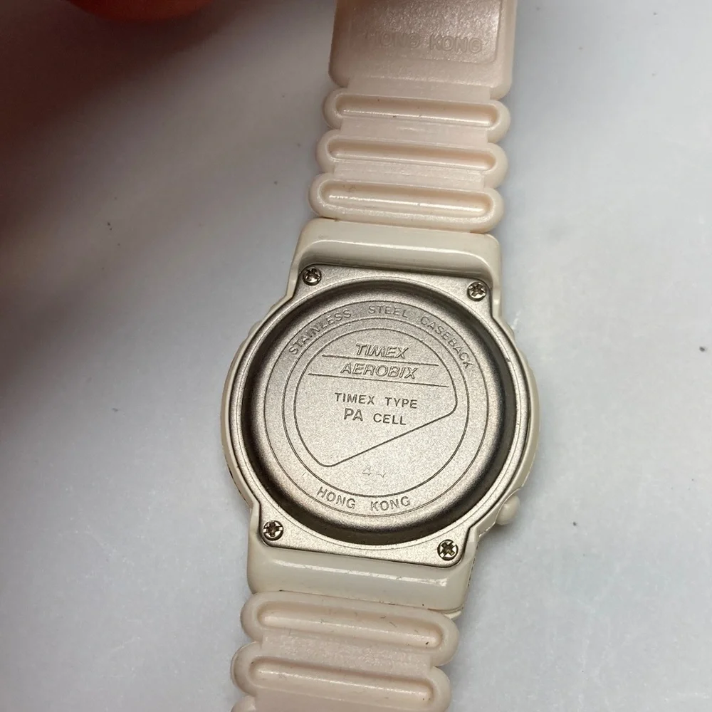 Timex Aerobix chrono vintage digital watch, new battery, velcro, rubber strap